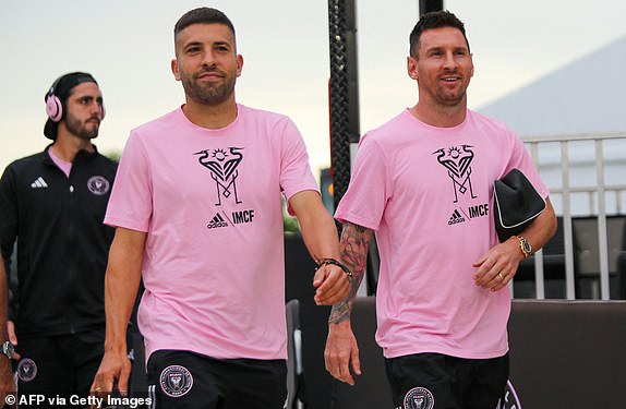 Inter Miami's #10 Argentine forward Lionel Messi (R) arrives for the Major League Soccer (MLS) soccer match between Inter Miami CF and Toronto FC at DRV PNK Stadium in Fort Lauderdale , in Florida, September 20, 2023. (Photo by Chris Arjoon / AFP) (Photo by CHRIS ARJOON/AFP via Getty Images)