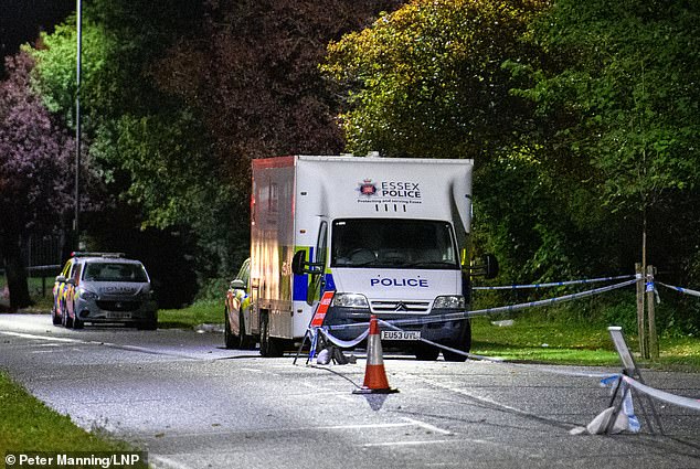 Mr Alpergin was found near Oakwood Hill Industrial Estate in Loughton, Essex at 11.55am on Saturday 15 October 2022 and was pronounced dead at the scene.  Pictured: Police vehicles on scene at Oakwood Hill