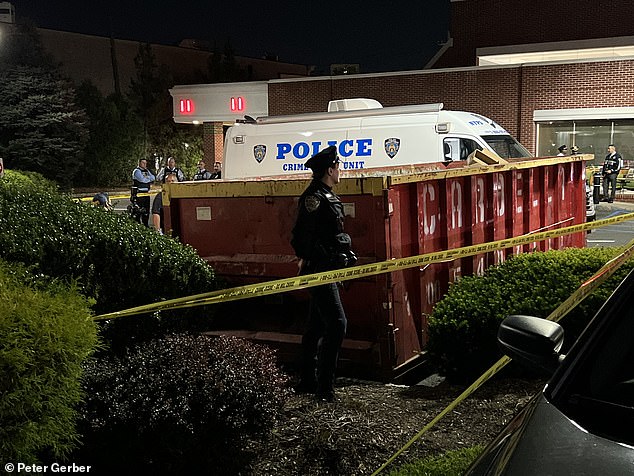 A witness discovered the severed body part sticking out of the red trash can and called police on Wednesday around 6:30 p.m.