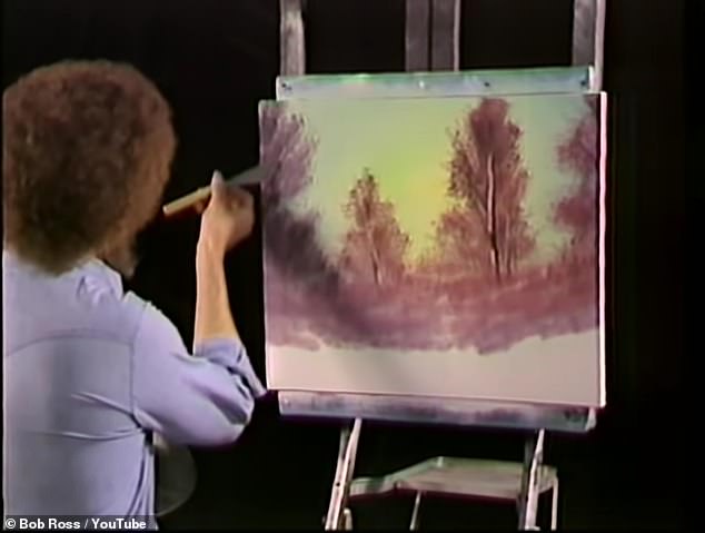 Ross painted 'A Walk in the Woods' in just 30 minutes.  He painted all his pieces in a short time