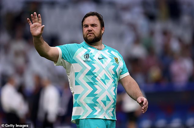 The Bomb Squad has become synonymous with the Boks changing the entire front row during matches (photo - Malherbe during their 18-3 win over Scotland at the World Cup)