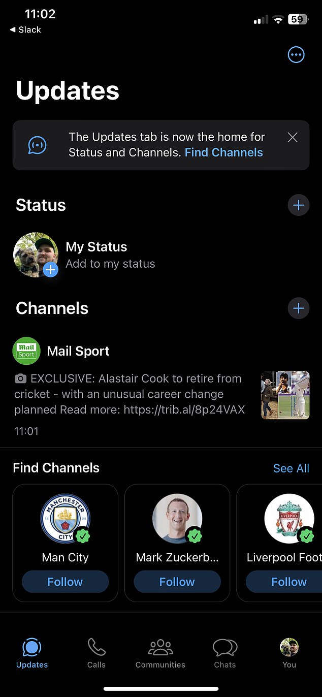 Channels appear under the Updates tab in the WhatsApp app.  On iPhone you'll find this next to 'Chats', 'Calls' and 'Communities' at the bottom of the screen, while on Android it's at the top center of the screen