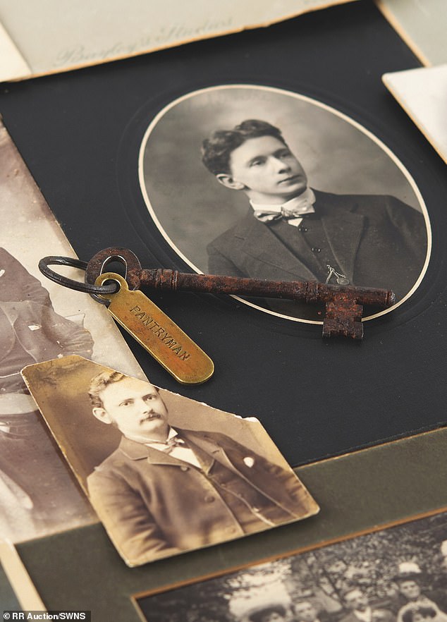 The key was found on the body of 1st Class Alfred Arnold Deeble.  His body was found by the cable-laying ship Mackay-Bennett which had recovered many of the bodies from the 1912 disaster