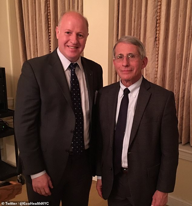British researcher Dr. Peter Daszak, who leads the EcoHealth Alliance, is pictured with Dr. Anthony Fauci