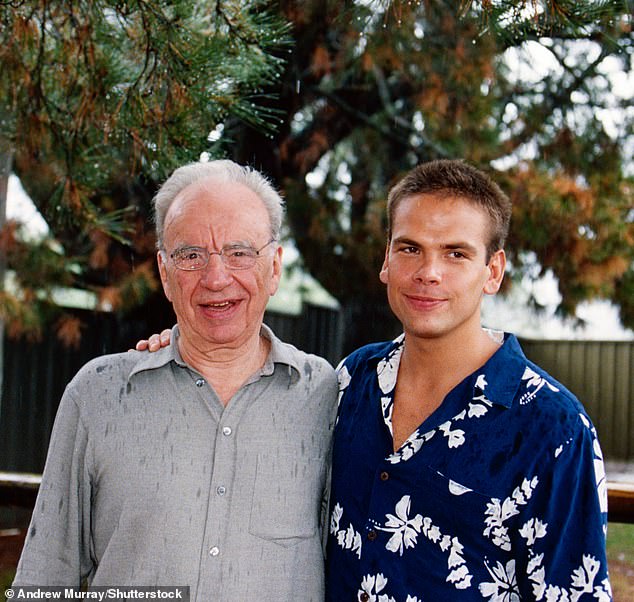 Lachlan was schooled in the ethos of his father's business from an early age.  Above: The couple in 1999