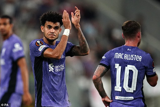 Luis Diaz (L) was one of the goalscorers as Liverpool defeated 3-1 from a goal down