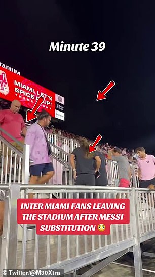 Fans were caught on camera leaving their seats immediately after Lionel Messi left the pitch