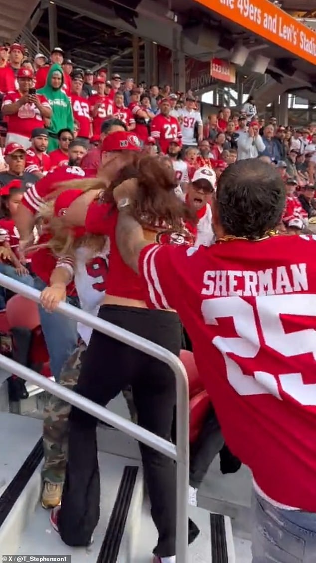 49ers fans brawl in stands during game; man pulls woman's hair in