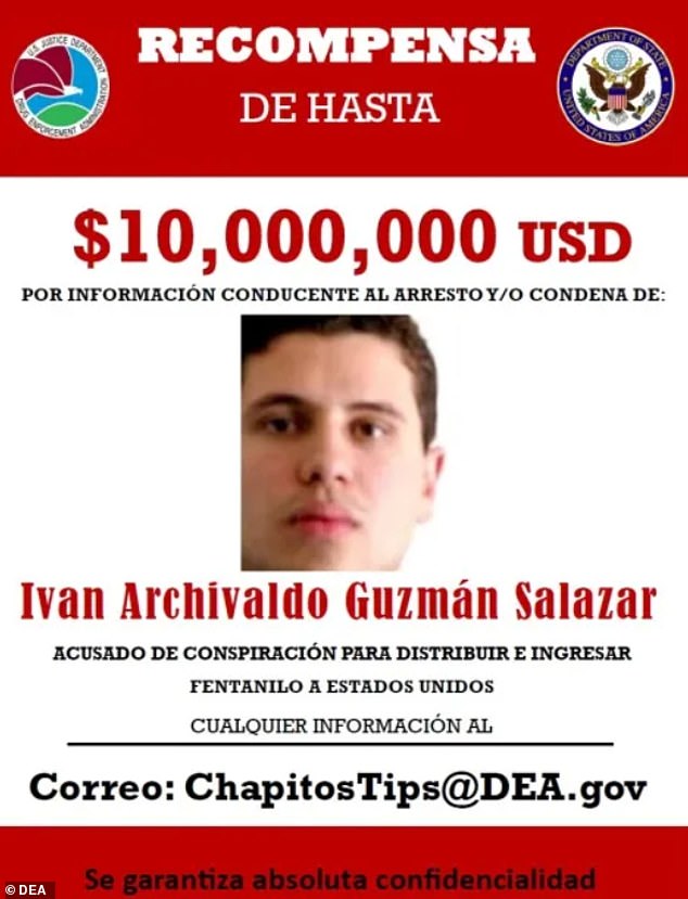 Ivan Archivaldo Guzmán Salazar (pictured) is one of three sons of Joaquín 'El Chapo' Guzmán wanted by the US