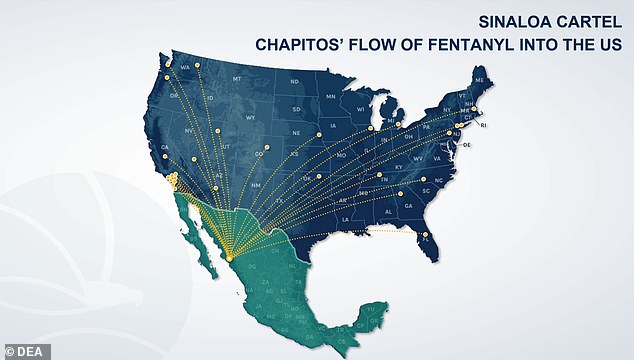 According to the DEA, Los Chapitos supplies fentanyl to 27 cities in the United States