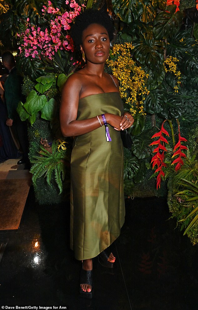 Beautiful: Photographer Heather Agyepong wore a green taffeta dress