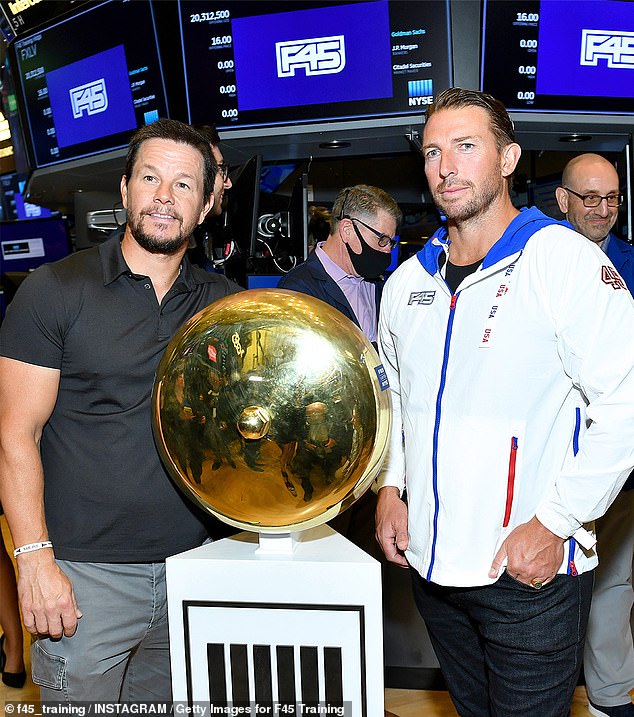 Actor Mark Wahlberg (left) with F45 founder Adam Gilchrist a year before the crash that led to Gilchrist leaving the company and his eventual replacement in March this year