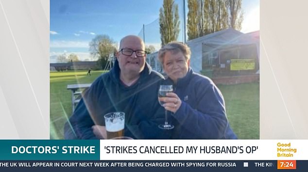 Mrs Chapman, whose husband (left) can no longer work due to his severe pain, was told by doctors they hope to operate in October - but has been warned that further strikes by NHS staff could lead to further delays.