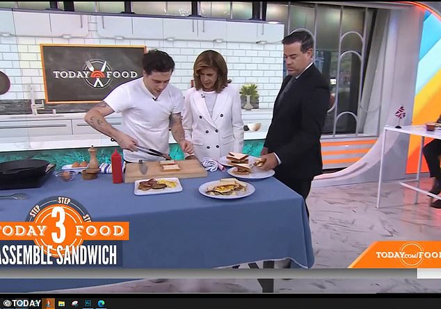 Culinary whiz?  Brooklyn appeared on the American program, when he shared his 'recipe' for an English breakfast sandwich, a dish he 'learned from his great-grandmother'