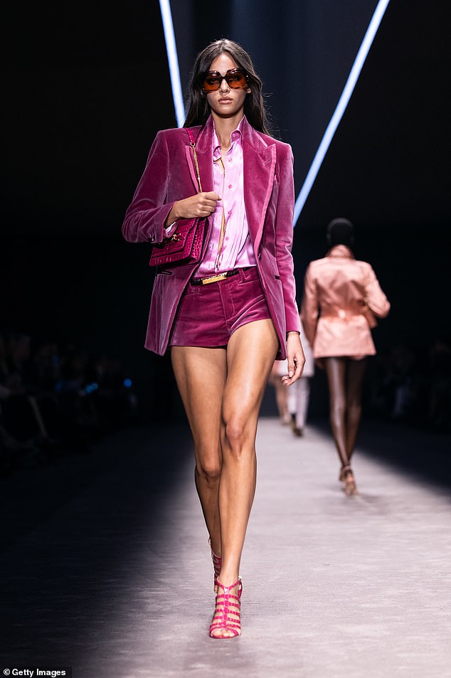 A model walks the catwalk at the Tom Ford fashion show during Milan Fashion Week