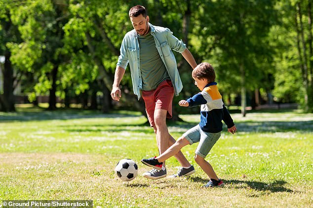 Fathers contribute to their child's development when they make time to do fun activities with them, even if it is outside a party (file photo)