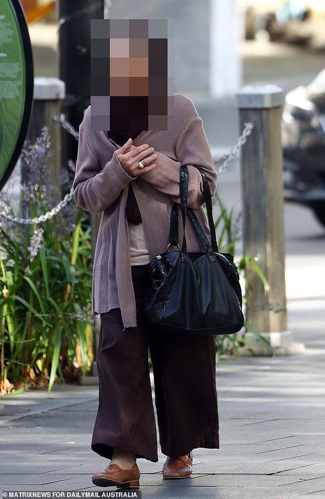 The woman's elderly mother (pictured outside court on Friday) became visibly upset as she watched from the public gallery