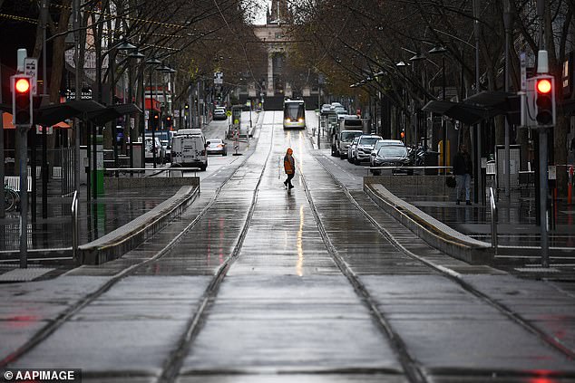 A record 454,400 migrants moved to Australia in the year to March, with annual population growth already among the highest in the developed world.  The Australian border was closed to migrants and international students from March 2020 to December 2021 (pictured shows Melbourne during lockdowns in July 2021)