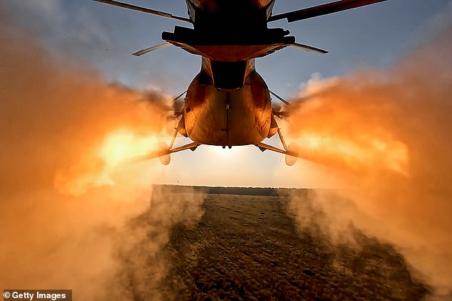 Missiles are launched from a helicopter of the 18th Army Aviation Brigade of Ukraine on September 19, 2023 in the Donetsk region, Ukraine