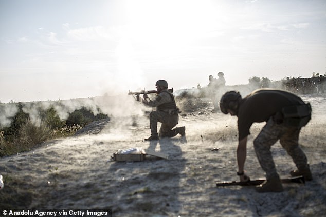 A soldier of the 57th Brigade of the Ukrainian Army shoots a shoulder grenade launcher (RPG) during military training at a shooting range in a secret location behind the front line as the war between Russia and Ukraine continues in the Donbas region, Donetsk Oblast, Ukraine on 21 September 2023