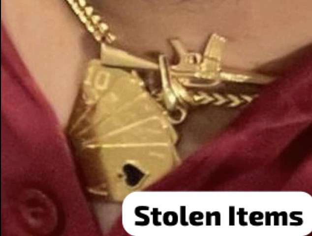 To the question 'what do you want?'  the robbers demanded cash - which the terrified people did not have.  In the photo: stolen pendant