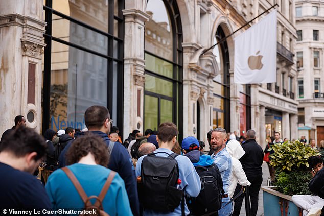 LONDON: Members of the public gather at the Regent Street Apple Store