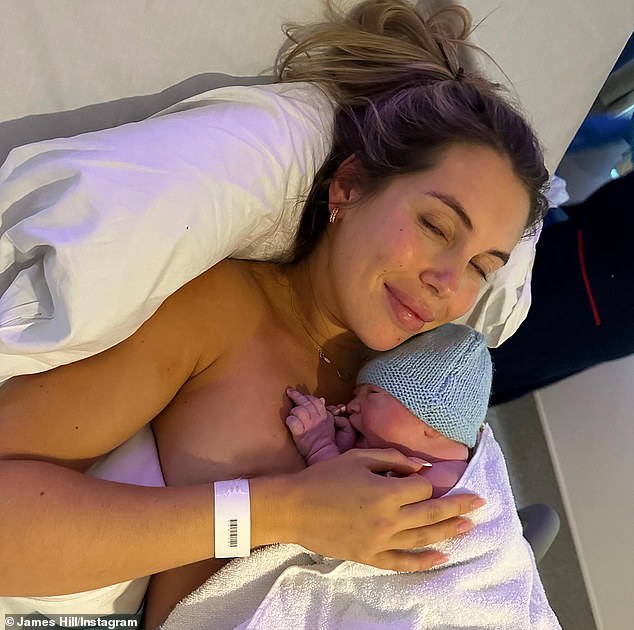 Proud mum: The TV personality, who won Celebrity Big Brother in 2015, shared some sweet photos with his family and revealed the newborn's name, Albie