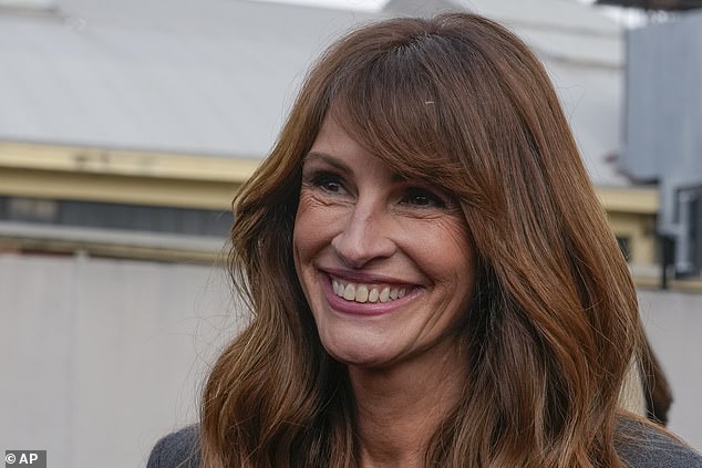 A vision: Julia Roberts, 55, showed off her ageless complexion at the event