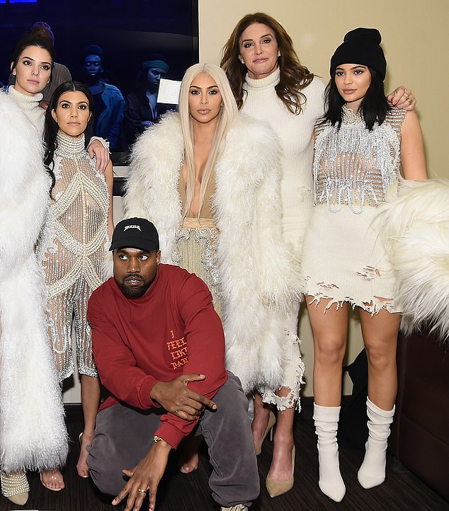 Uh oh: Kendall (far left) and Kylie (far right) are the sisters of Kanye's ex-wife Kim Kardashian (top center) and are both attending Milan Fashion Week (the group pictured in 2016)