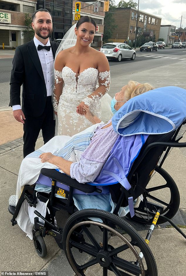 The grandmother of six couldn't believe her eyes when the newlyweds appeared in front of her and immediately became 'hysterical'