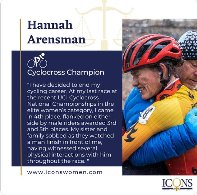 Champion cyclist Hannah Arensman announced her retirement from professional cycling after being beaten to a podium finish by Austin Killips, a transgender athlete