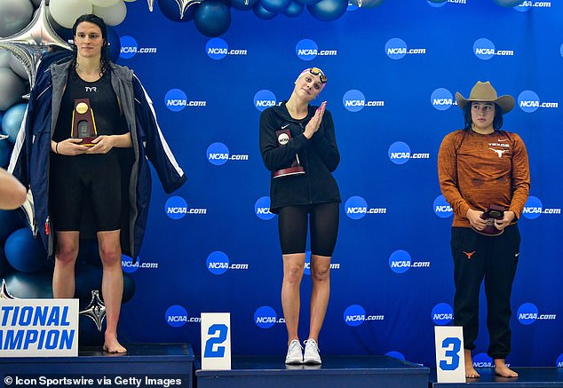 Current and former athletes say trans athletes like Lia Thomas (left), the swimmer who achieved modest success in the male categories before becoming a national champion in the women's events after transitioning, are highlighting the physical benefits of trans women