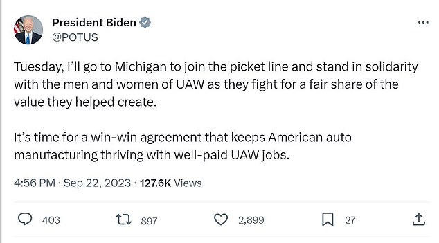 1695419605 943 Union Joe Biden to join the picket line with striking