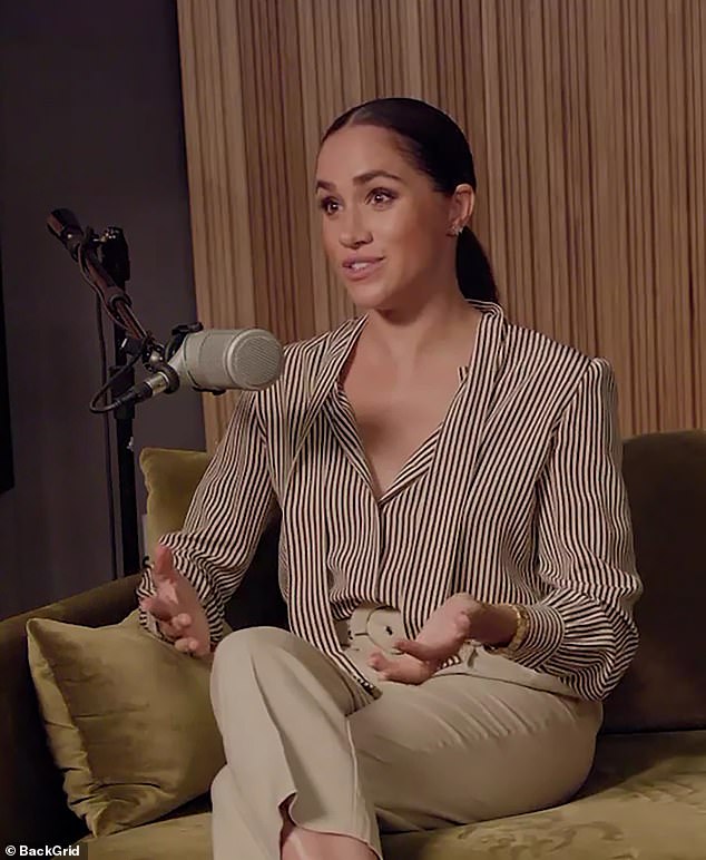 Meghan's (pictured on the podcast) multi-million pound Spotify deal was halted in June this year after it was revealed that the Archetypes podcast would not be renewed for a second season