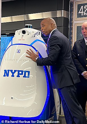 It is then expected to patrol the station's mezzanine floor for two months and assist metro passengers who have questions or need to report an incident.  The robot will not stand on subway platforms.