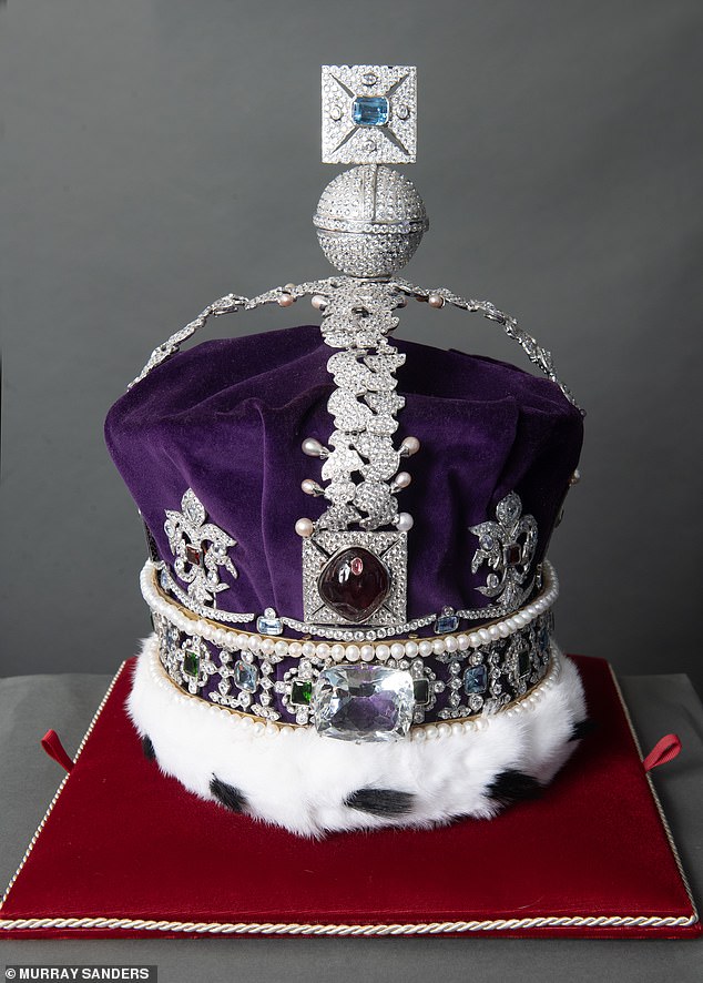 Lord Archer visited Alan Gard at his Dickensian workshop in Hatton Garden to ask him if he thought it was possible to make an exact copy of the 1937 Imperial State Crown (pictured)