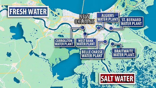 Belle Chasse is expected to be hit first, with saltwater intrusion on October 13, followed by Dalcour on October 15, St. Bernard on October 19 and New Orleans/Algiers on October 22.