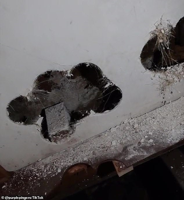 He has found people living with water-covered carpets, moldy ceilings, exposed wires and asbestos (pictured)