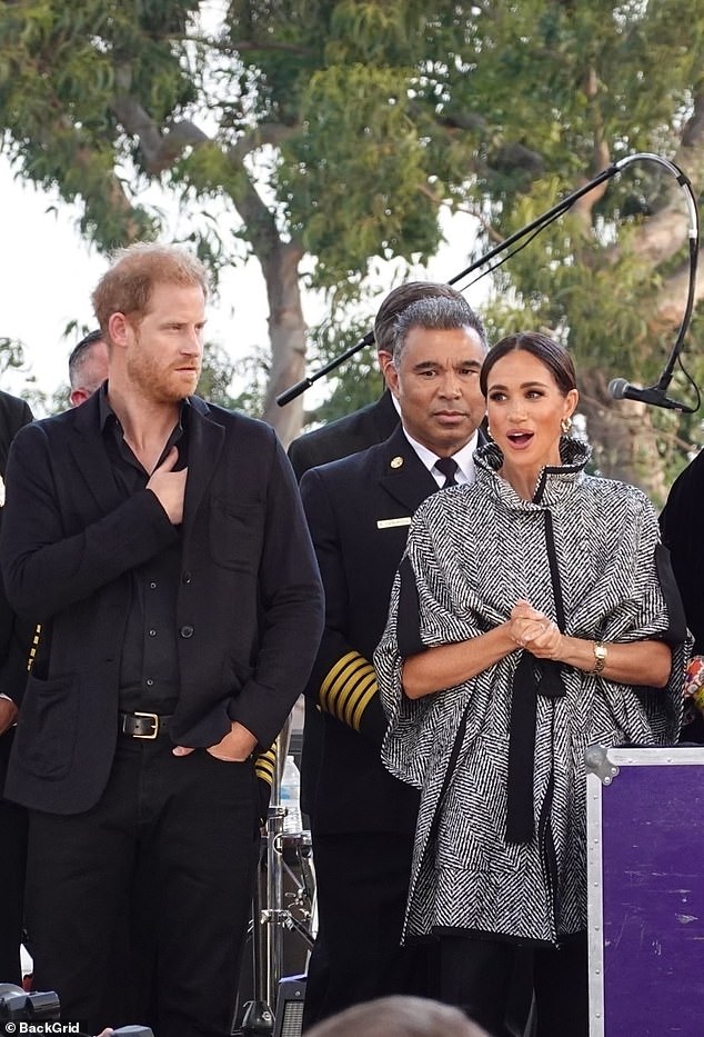 The Duke and Duchess were spotted backstage shortly after chatting with Kevin Costner and the VIP guests at an event yesterday