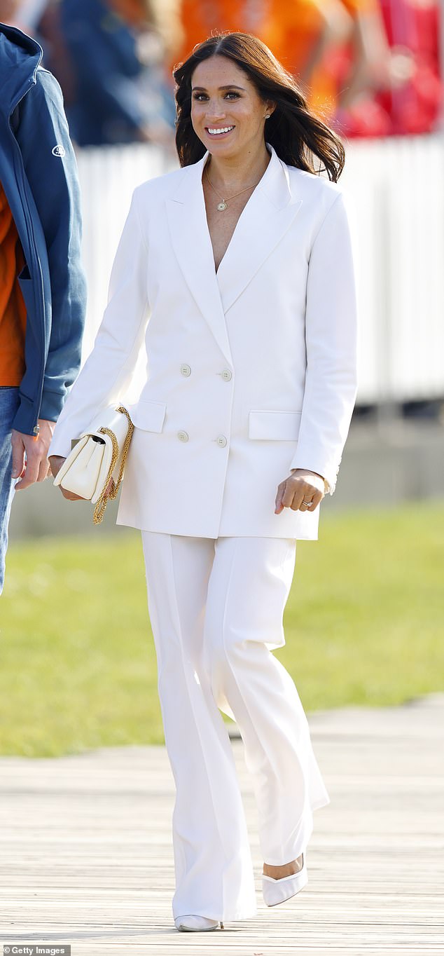 Meghan appeared at Valentino in The Hague, April 2022, at the Invictus Games Friends and Family reception