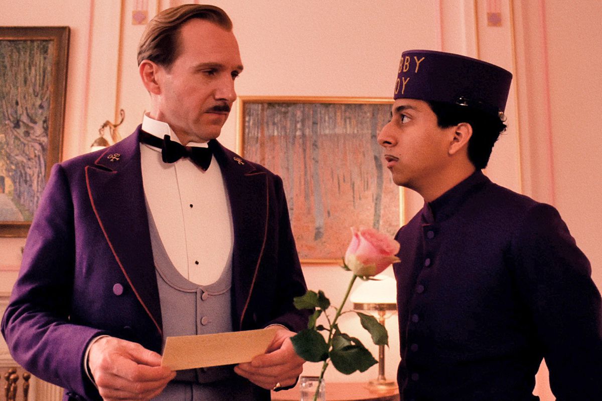 Ralph Fiennes and Tony Revolori as Gustave H. and Zero Moustafa in The Grand Budapest Hotel.