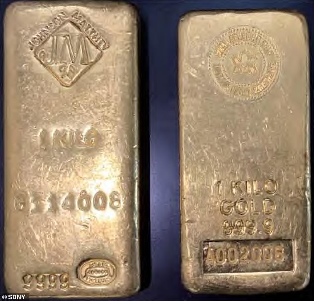 The gold bars were part of the hundreds of thousands of bribes the couple is accused of