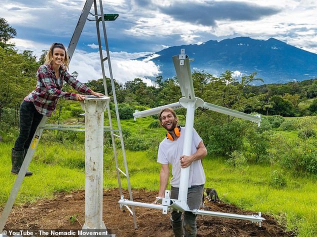 The couple installed a wind turbine to power their home