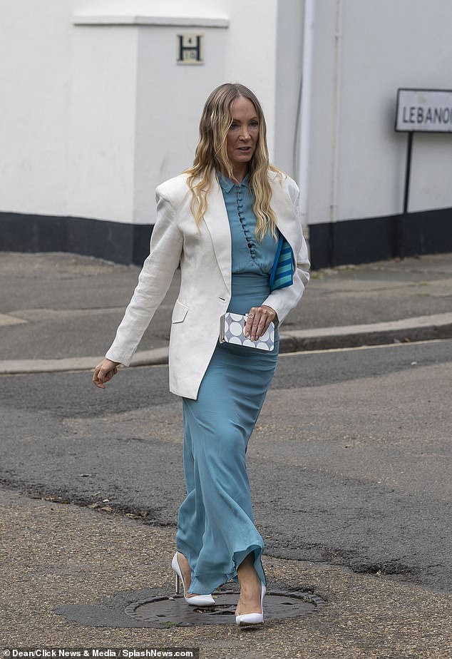 British actress Joanne Froggatt wore a beautiful blue dress, paired with a white blazer