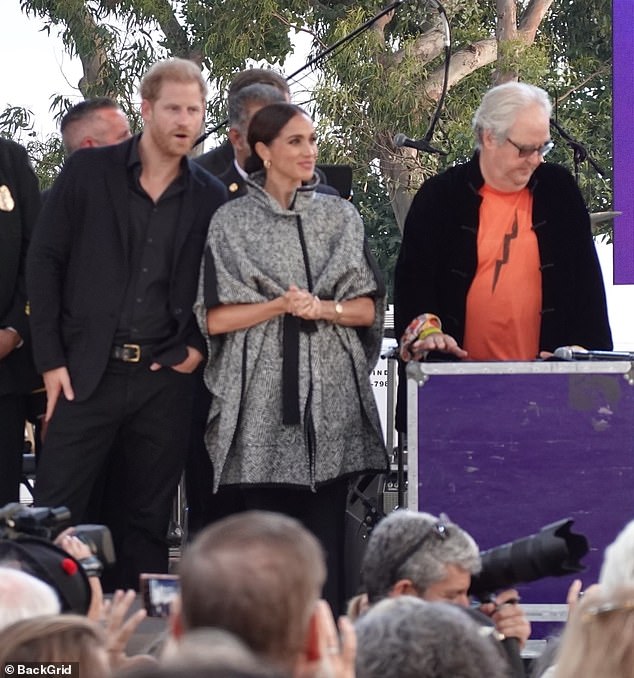 The Duchess of Sussex, 42, and Prince Harry, 39, appeared on Kevin Costner's 'One805 Live!'  event for first responders, held Friday at his $26 million polo field