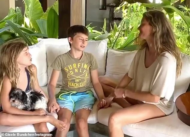 Motherhood: Gisele shares her children Vivian, 10, and Benjamin, 13, with the former quarterback.  “I always wish him the best, and I am so grateful that he gave me wonderful children,” she said