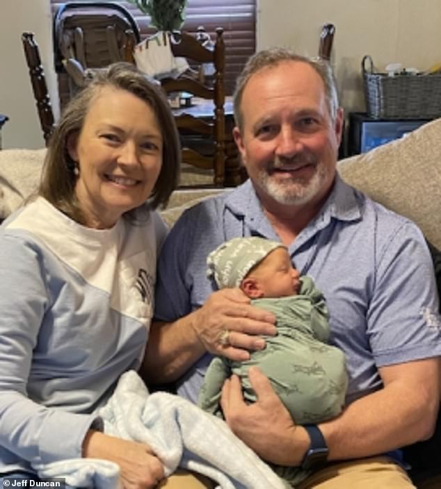 Duncan celebrated the birth of his first grandchild in February, posing next to his wife Melody before giving a speech in the House of Representatives about his 'excitement' about adding his family