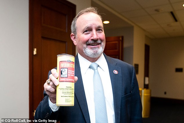 In his twelve years as a congressman, Duncan has become known as a hardline Republican.  He is pictured posing with a can of ivermectin as he arrives at the Capitol in February 2022.