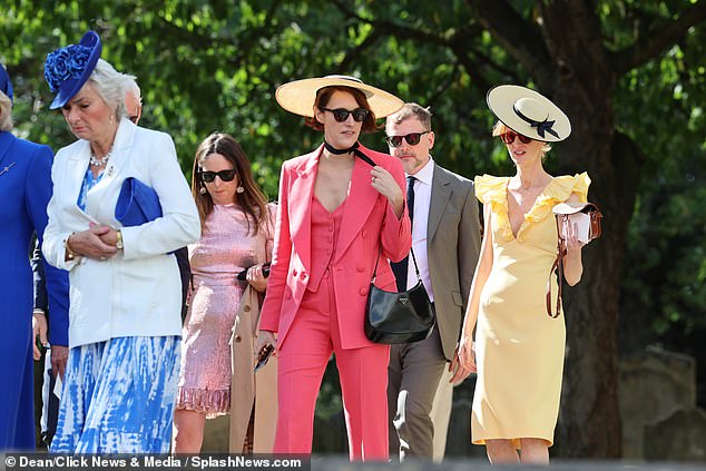 Wedding guests were dressed in an array of bright colors during today's wedding ceremony