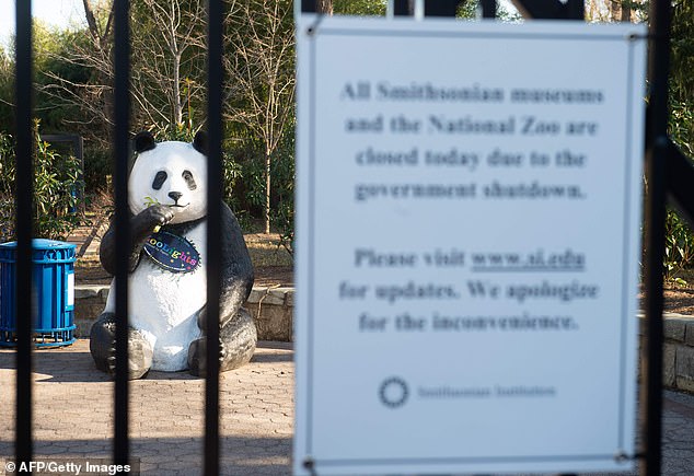 The last government shutdown was in 2019;  above a sign at the Smithsonian Zoo from that year saying it was closed for the shutdown